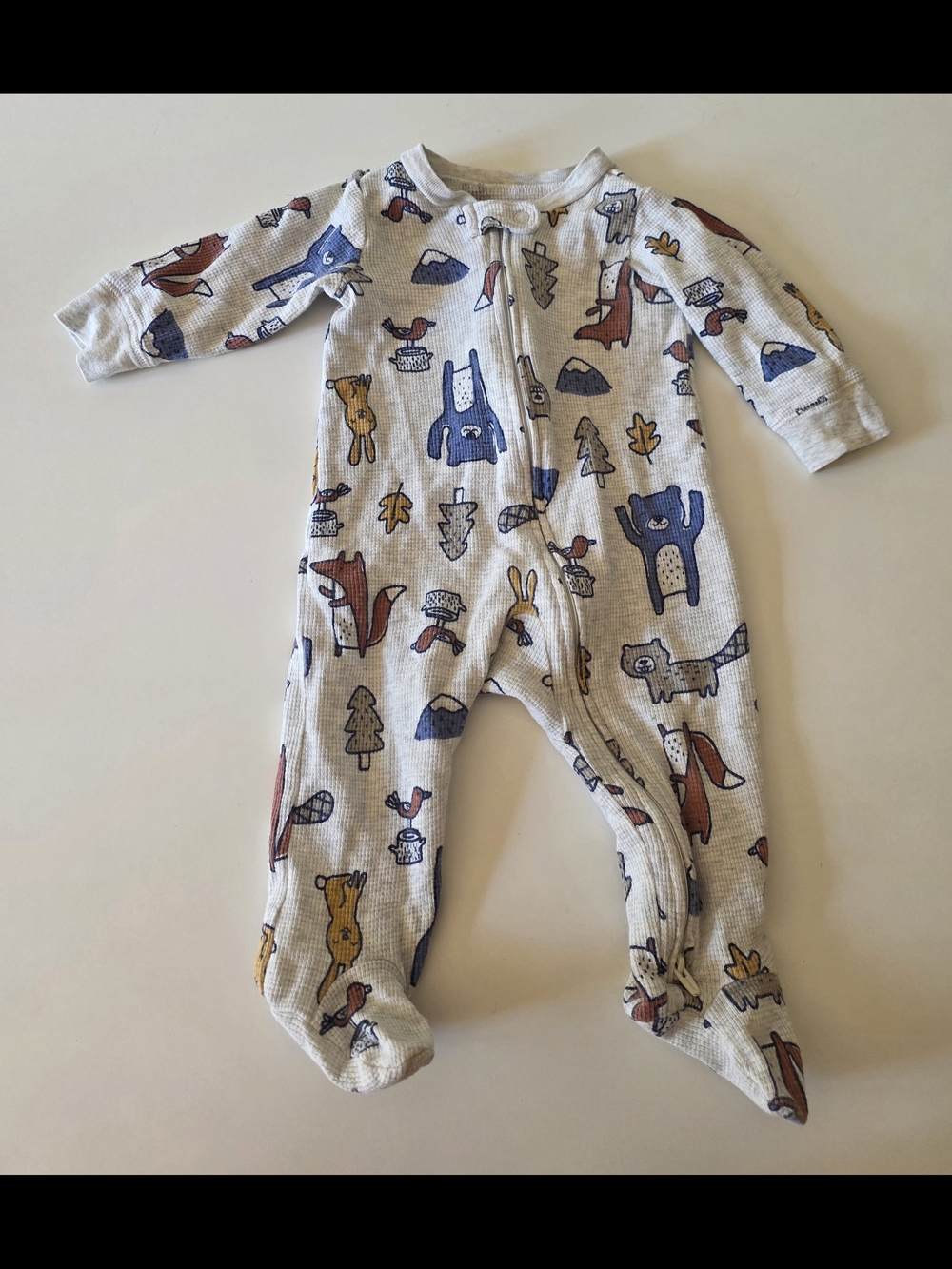 Carter's Kids Cream Footed One-Piece with Woodland Print, 6m